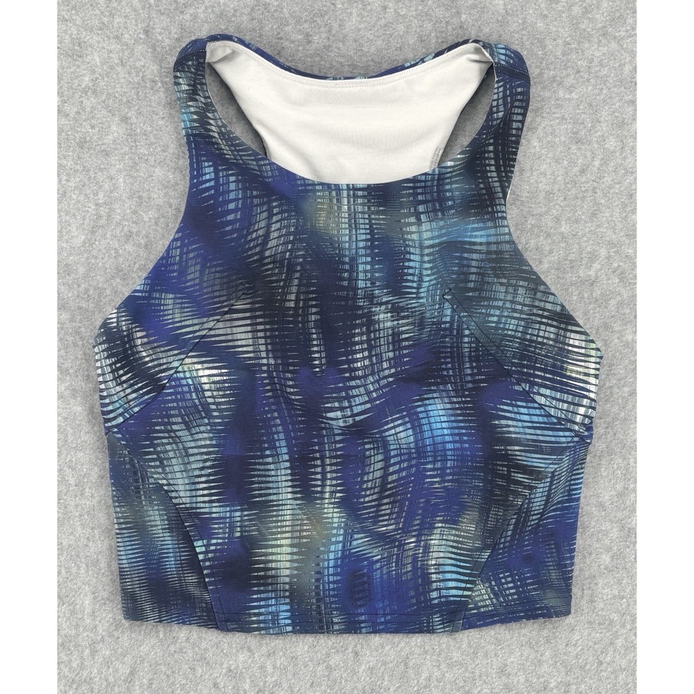 Lululemon High Neck Longline Sports Bra Crop Top Blue Abstract‎ Print Small